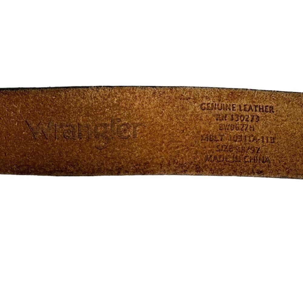 Wrangler Eagle Tooled Leather Belt Brown 38 Western Nature Boho Gorpcore Granola - Picture 5 of 5